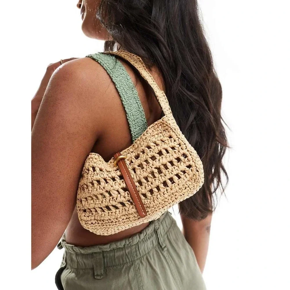 Mango Raffia Shoulder Bag